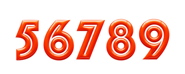 3d alphabet, metallic numbers 56789, 3d illustration