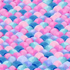 Mermaids background. Watercolor illustration, seamless pattern.