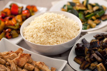 Couscous whit mixed vegetables. High quality photo.