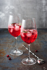 Cranberry rosemary spritzer drink.