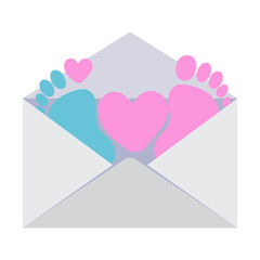 Cute envelope card with baby sign . Vector illustration.