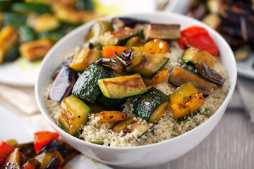 Couscous whit mixed vegetables. High quality photo.