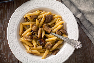Pasta with Mushrooms Sauce in a plate.