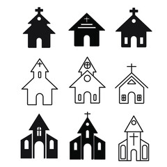 Fototapeta premium church building icons set. church building pack symbol vector elements for infographic web.