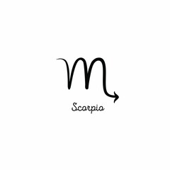 Hand drawn scorpio zodiac illustration. Simple line hand scorpion zodiac icon. The Scorpion zodiac vector symbol. Hand drawing scorpio zodiac sign
