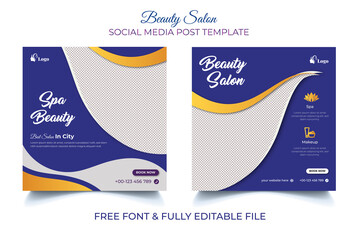 Beauty spa salon social media post hair salon, skin care banner ads or square flyer template design