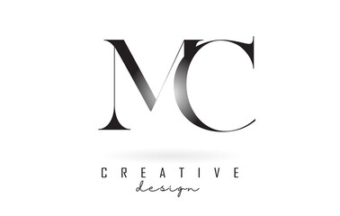 MC m c letter design logo logotype concept with serif font and elegant style vector illustration. - obrazy, fototapety, plakaty