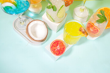 Colorful summer cocktails set
