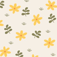 pattern with yellow flowers and leaves