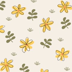 Obraz premium pattern with yellow flowers and leaves