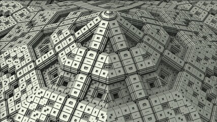Abstract 3D fractal background with recursive geometric structures.