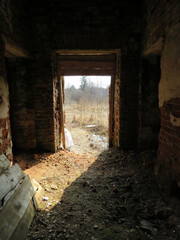 An old abandoned building on a sunny day.