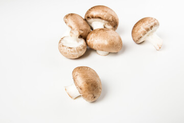 champignons mushrooms isolated on the white background. top view