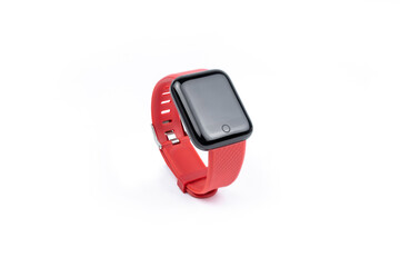 New no brand smart watch. Red smart fitness bracelets with blank black screen