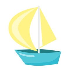 Children's toy boat with sails. Isolated on a white background. Vector illustration