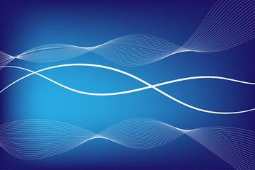 Blue background. Abstract decoration. Vector illustration. White curved lines, abstract presentation background.