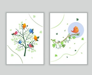 tiny cute colorful bird wall art.wall art.Three pieces poster design.Abstract wall art or poster ready to print. Wall frame, art or poster for bed room, living room, lawn and office decor