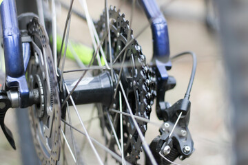 Fototapeta premium bicycle parts cassette and chain closeup 