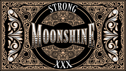 Moonshine brandy vintage decorative ornate label design