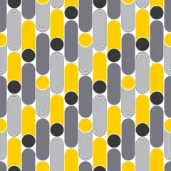 Fototapeten Geometric seamless pattern. Abstract background yellow, grey circles. Colorful ornament with rounded shapes. Repeating texture. Vector illustration. Design paper, wallpaper, textile, fabric. © 777aprel