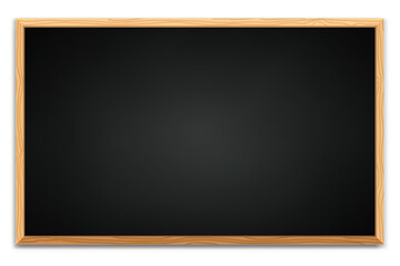 blank black chalkboard background and wooden frame. vector illustration..