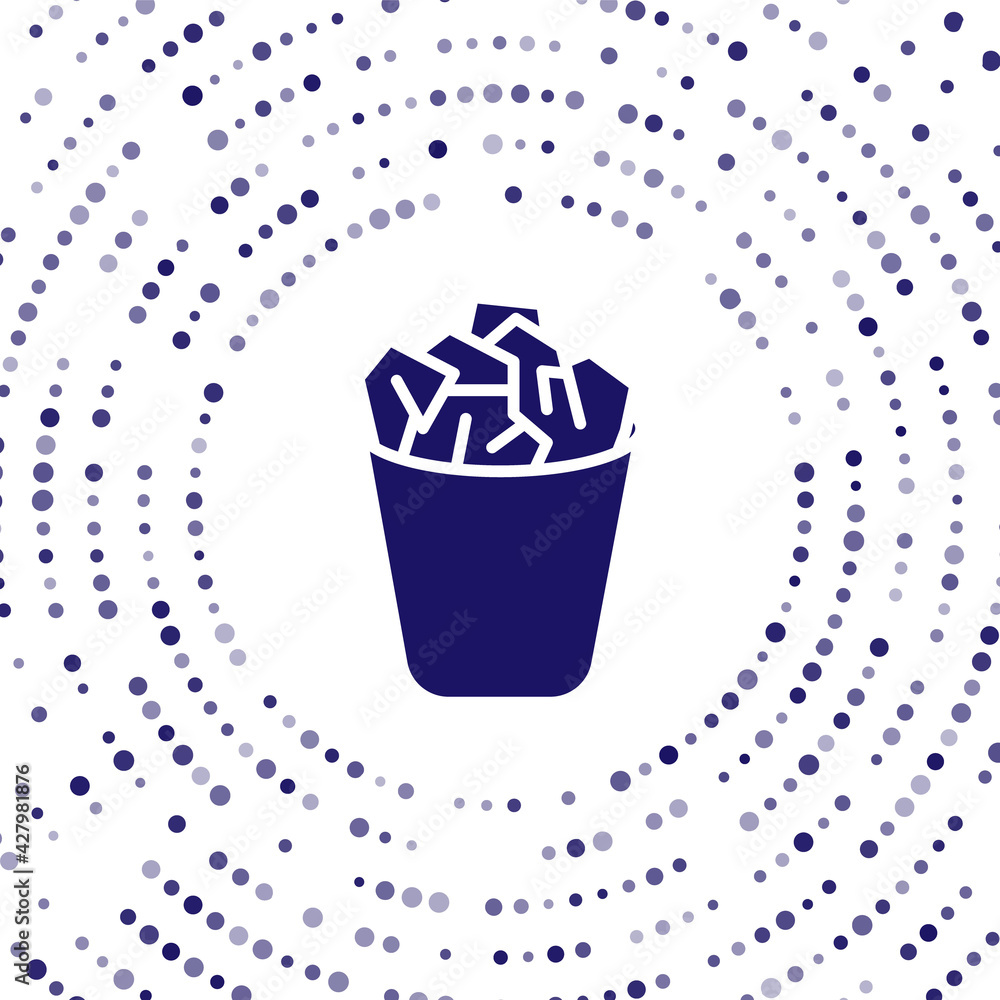 Poster blue full trash can icon isolated on white background. garbage bin sign. recycle basket icon. office