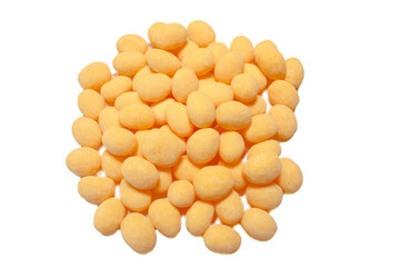small pile of delicious lemon drop candy treats with bright white background