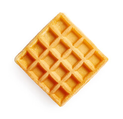 Waffle isolated on white background. Top view of waffle.