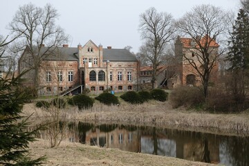 Old ancient castle in Stara Kiszewa village, Kociewie, Poland