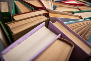 Obraz premium Books background for wisdom, science and education. Reading and writing concept