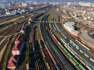aerial view of heavy industry railway station