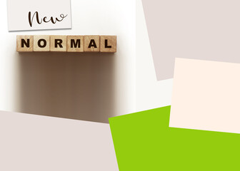 new normal text on wooden cubes on white background. business healthcare concept