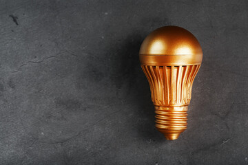 Light bulb from gold on black stone concept of a profitable idea.