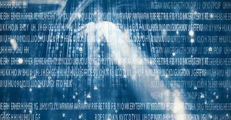 Falling codes light trails, over computer code, program coding and technology concept