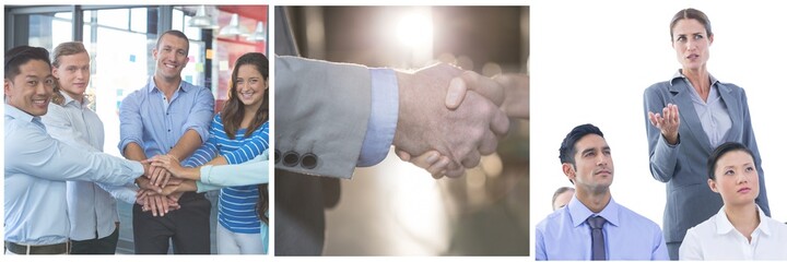 Front view of diverse business people, working together