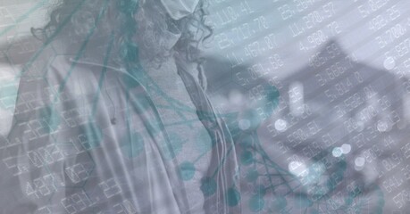 Mid section of caucasian woman wearing a mask in the street