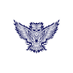 Naklejka premium Owl with skull