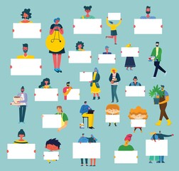 Vector illustration of people with banner for use in advertising, presentations, brochures, blogs, documents and forms