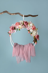 Newborn baby photography swing. Background for newborn baby.