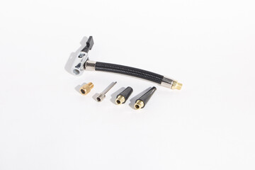 Air pump or compressor accessories kit for inflating tires, balls, and mattresses.  
