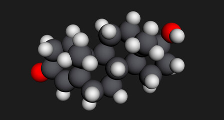 Testosterone, testosteron molecule. It is androgenic steroid sex hormone. Molecular model. 3D rendering