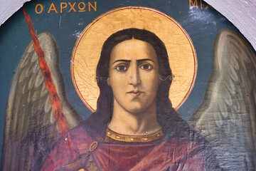 Archangel Michael ,  a unique hagiography of 1920, Russian style. It is located in a Greek chapel ....