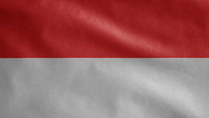 Indonesian flag waving in the wind. Indonesia banner blowing soft silk.