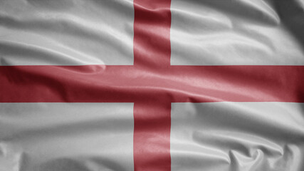Fototapeta premium England flag waving in the wind. English banner blowing soft silk.