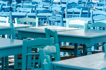 Chairs in Naousa, Paros, Greece