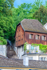 View of historic Zurich city center  on a cloudy day in summer, Canton of Zurich, Switzerland.