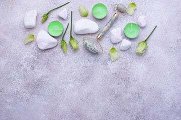 Green jade facial roller for skincare