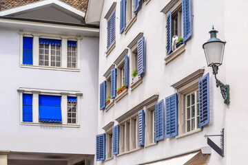 Fototapeta premium View of historic Zurich city center on a summer day, Canton of Zurich, Switzerland.
