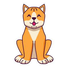 Smiling dog sitting.Cute pet animal face cartoon.Hand drawn vector flat illustration.Isolated on white background.