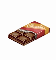 watercolor drawing peace of chocolate, hand drawn illustration. High quality illustration